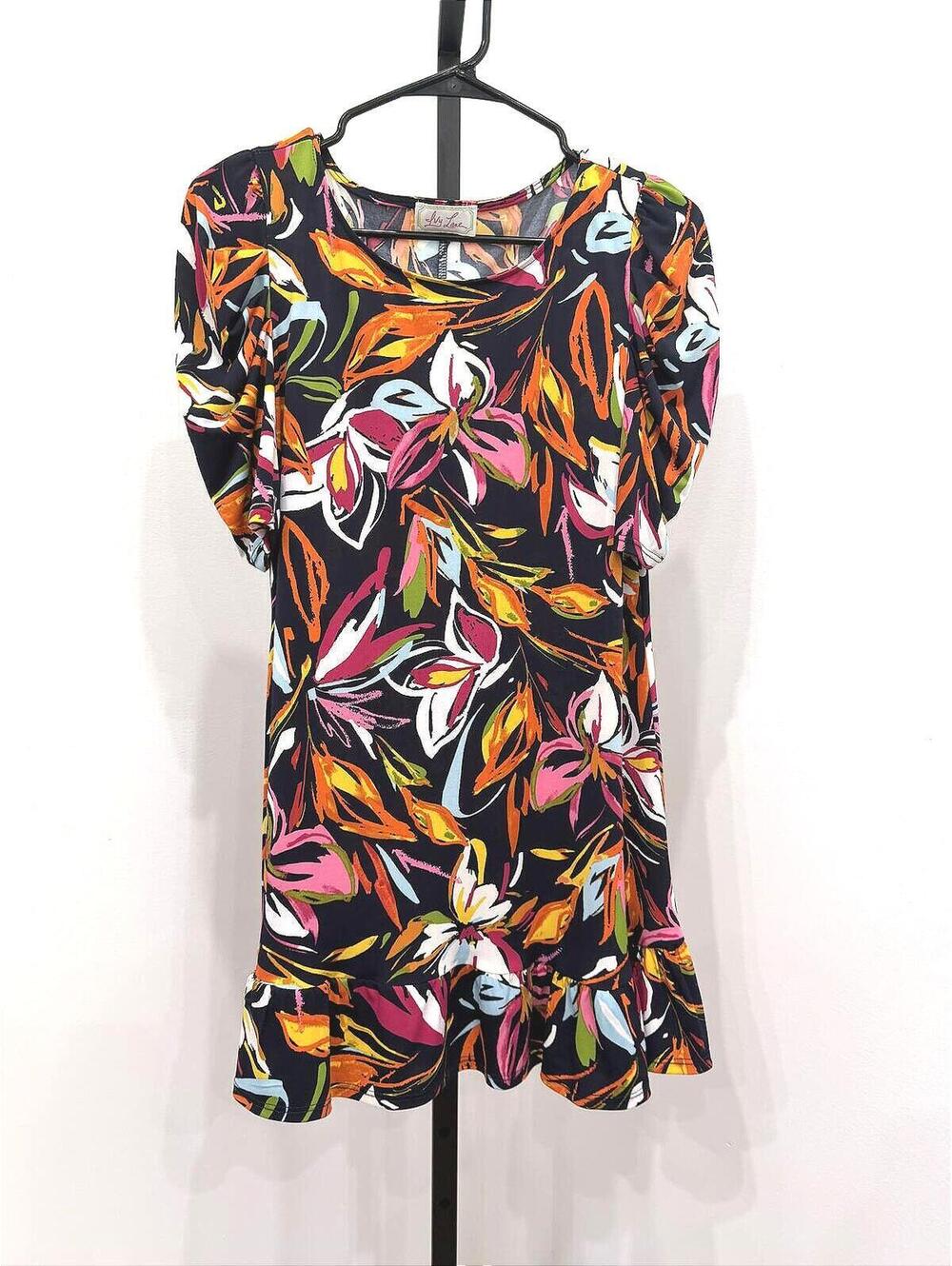 Ivy Lane Black Floral Print Puff Sleeve Ruffle Hem Mini Dress